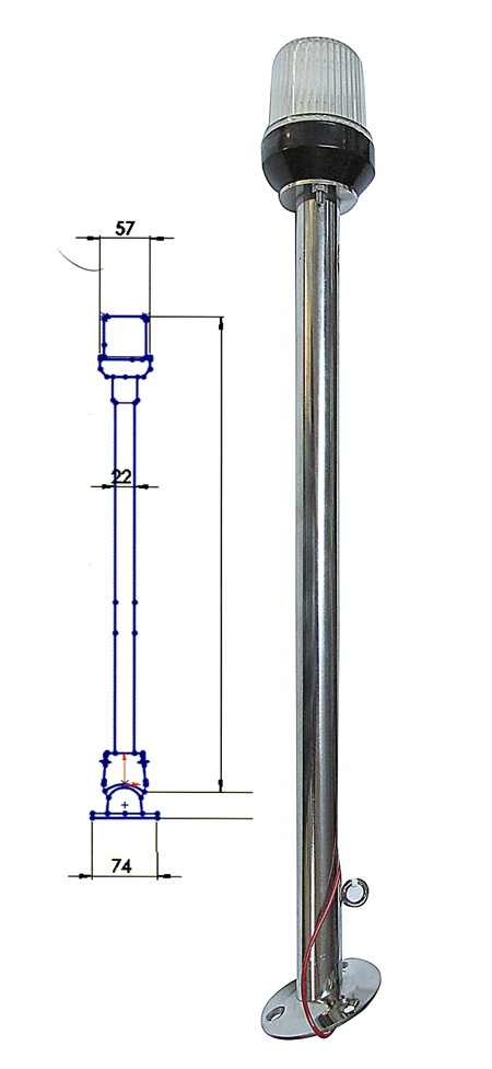 RK-1088 Çıpa Fenerli Bayrak Direği 50 cm Krom Dik Ayak