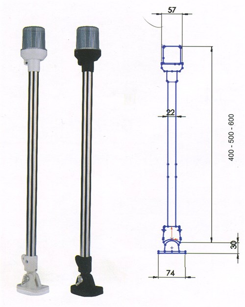 RK (1077-1078-1079) Çıpa Fenerli Bayrak Direği 40/50/60 cm Katkanabilir Ayaklı