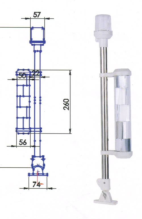 RK (1080-1081-1082) Çıpa Fenerli Radar Ref. Işıklı Bayrak Direği 40/50/60 cm Katkanabilir Ayaklı